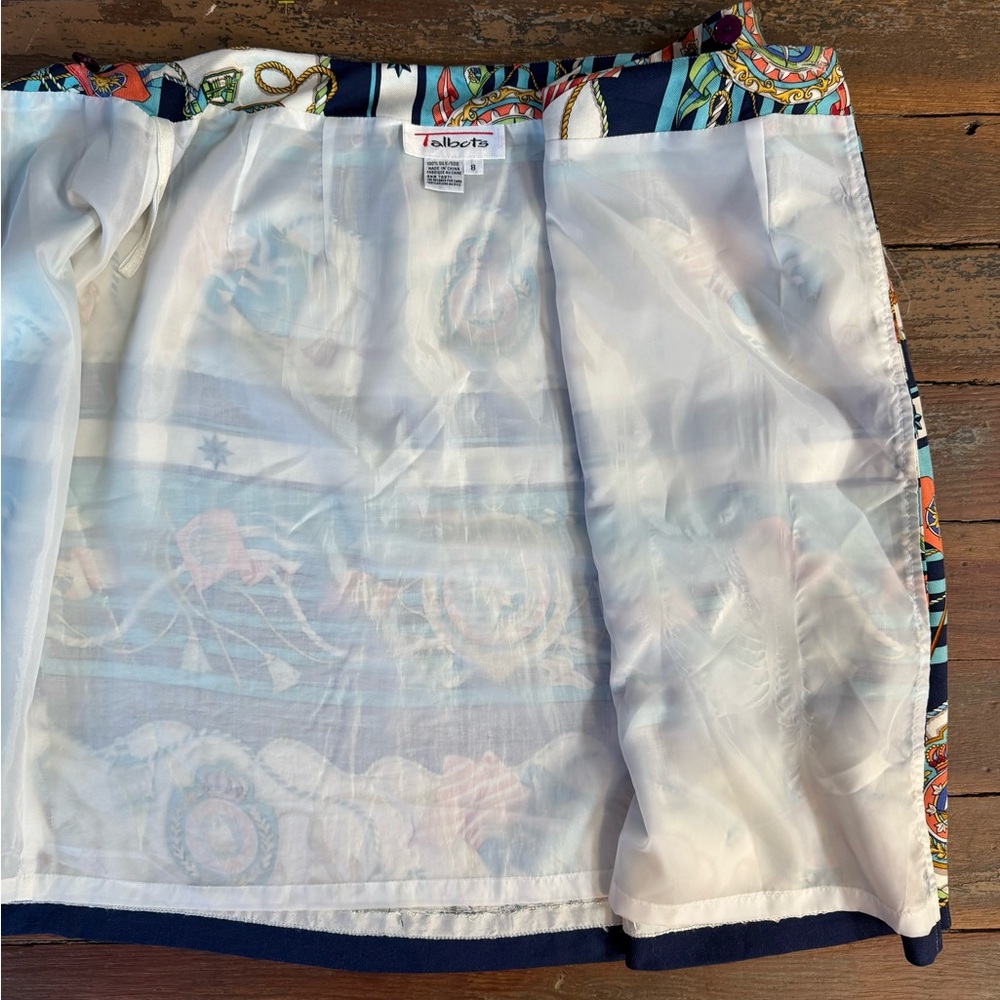 Vintage Talbots Nautical Silk Scarf Print Skirt Coastal Preppy Lined Size 8💚🍄 - Picture 6 of 8